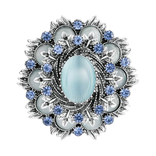 SELOVO Jewelry Victorian Style Oval Brooch Pin for Women Jewelry - color: Blue