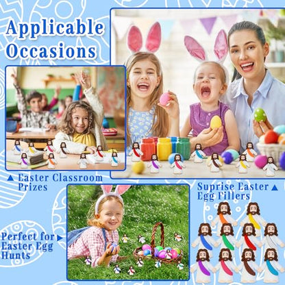 Bamamon 30 Pcs Little Jesus Figures, Mini Jesus Figurines in Bulk - color: 10 Color * 30