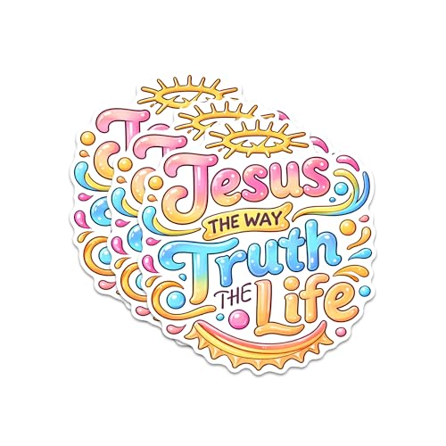 Jesus The Way The Truth The Life Sticker 3Pcs Decals Vinyl Waterproof Christian Inspirational Decor & Party Favors for Laptop, Water Bottle... | Non-Repeating Decals, High-Definition Print - color: Jesus the Way the Truth the Life