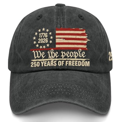U.S. 250th Anniversary 250 Years Freedoms 1776-2026 Baseball Hats Funny - color: Allblack11