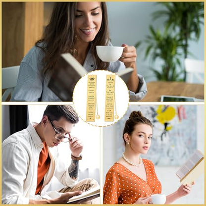 Fainne 5 Pcs Bible Metal Bookmarks Christian Gifts Cross Chain, Gold - color: Gold