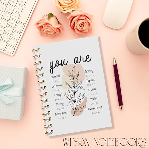 WFSM Inspirational Christian Notebook - Christian Gifts Journal, Daily Prayer Journal, Spiral Bible Notebook, Christian Gifts Journal, Spiritual Journal for Women, 5.5x8.3 Inches - color: You Are