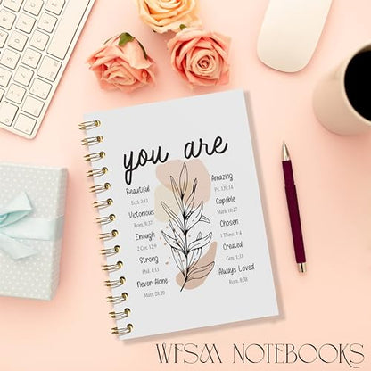WFSM Inspirational Christian Notebook - Christian Gifts Journal, Daily Prayer Journal, Spiral Bible Notebook, Christian Gifts Journal, Spiritual Journal for Women, 5.5x8.3 Inches - color: You Are
