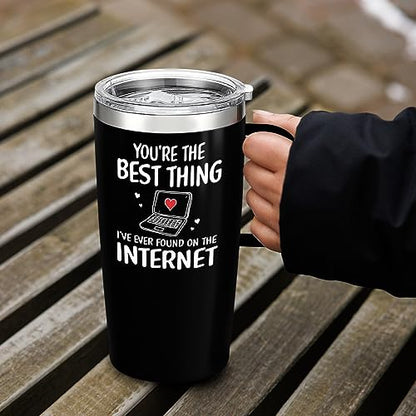 SANDJEST You are The Best Thing 20oz Tumbler with Handle Coffee Travel Mug Cup Gift for Boyfriend Husband Wife Girlfriend on Valentines Birthday Anniversary - color: Couple