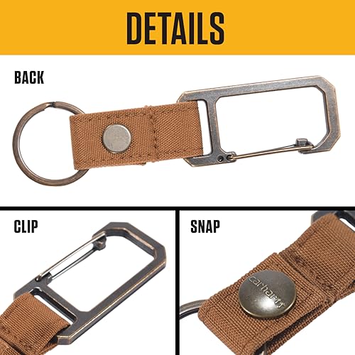Carhartt Unisex Adult Durable Metal Key Keeper, Belt Loop Key Ring Holder with Self-Locking Metal Gate Clip for Car/Home Keys - color: Nylon Duck (Gravel)