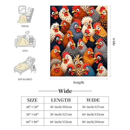 Funny Chicken Throw Blanket Colorful Cartoon Farm Hen Stuff Gifts 50''X60'' - color: Chicken, size: 50''x60''