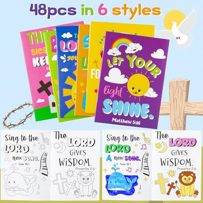 Dvbonike 48Pcs Bible Coloring Books Religious Theme DIY Color-in Pages - color: A-Bible Style ① (48Pcs)