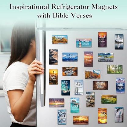 Blosssound 60 Pcs Christian Magnets with Bible Verses, Scenery - style: Scenery Style