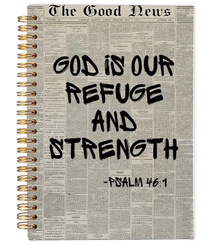 Vintage Christian Notebook Journal, Psalm 46:1 Bible Verse Notebook for Note Taking, God Is Our Refuge and Strength Religious Scripture Spiral Journal 5.5x8.3 Inch - color: 30-Christian-notebook
