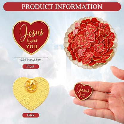 Tondiamo 50 Pcs Christian Jesus Loves You Pins Gifts - style: English Style