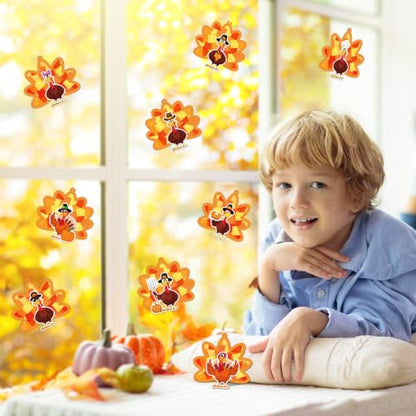 Fennoral 24 Pack Thanksgiving Turkey Suncatcher Craft Kit for Kids - color: Turkey