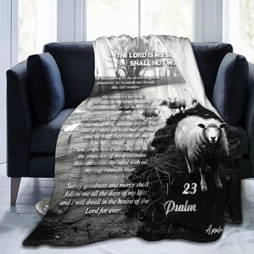 Psalm 23 Gifts Blanket 80"X60" Bible Verses Christian Scripture Bed Throw Blanket Soft Lightweight Cozy Warm Religious Blankets for Kids Teens Men Women - color: Psalm 23, size: 80"x60"
