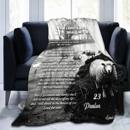 Psalm 23 Gifts Blanket 80"X60" Bible Verses Christian Scripture Bed Throw Blanket Soft Lightweight Cozy Warm Religious Blankets for Kids Teens Men Women - color: Psalm 23, size: 80"x60"