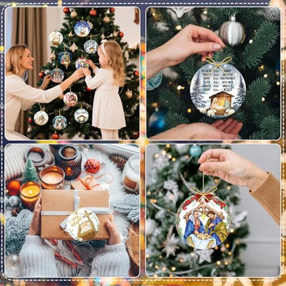HOWAF Nativity Scene Ornaments for Christmas Tree, Christmas Nativity Scene Ornaments Gifts Bulk, Religious Catholic Gifts Birth of Jesus Christian Ornament