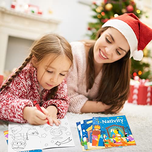 Dvbonike 24Pcs Nativity Coloring Books Christmas Christian Color-in Pages - color: H-Nativity Style ②