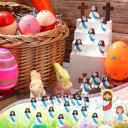 Bememo 25Pcs Mini Jesus Figure for Religious Favor,Cyan Blue - color: Cyan Blue