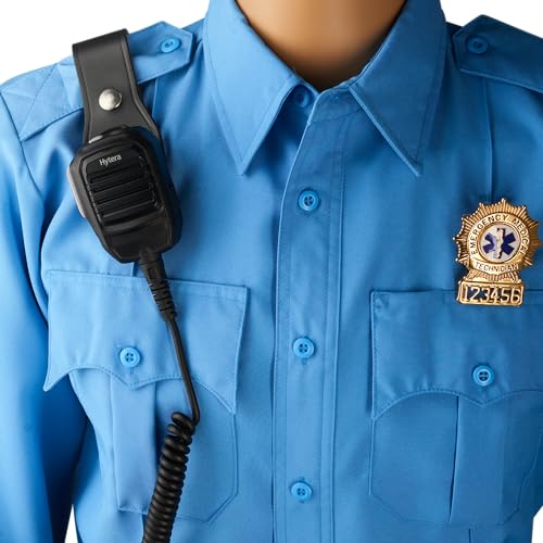JAY-PEE Two-Way Radio Microphone Holder Epaulet Shoulder Leather Mic Clip - color: chrome