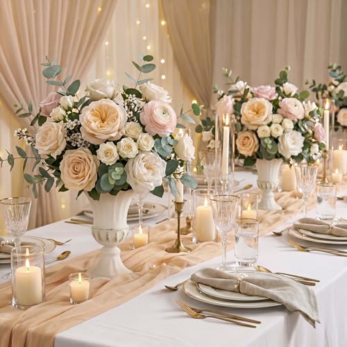 Sziqiqi White Metal Vase for Centerpiece, Table Flower Arrangements, 10Pcs - color: White, size: 9in-10pcs