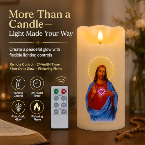 Flameless LED Devotional Prayer Candle with Automatic Timer