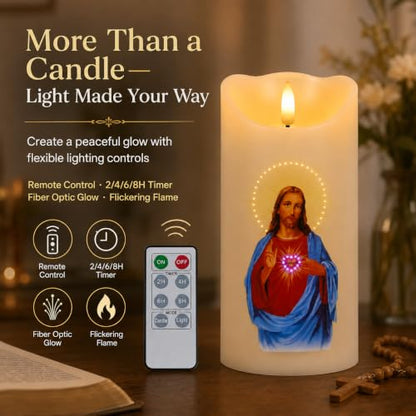 Flameless LED Devotional Prayer Candle with Automatic Timer