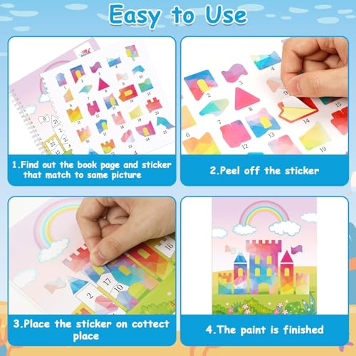 6 Pcs Paint by Sticker Books for Kids Ages 4-8 Sticker by Number Books Activity Book for Kids Ages 3-5 Sticker Puzzle Book Craft Art Toddler Girls Gift with Dinosaur Unicorn Forest Animal 48 Pictures - style: Animal