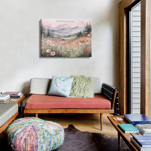 Christian Wildflower Canvas Wall Art To Everything There is a Season Scripture Posters Prints Bible Verse Mountain Landscape Wall Decor Picture for Bathroom Bedroom Living Room Decoration - color: Mountains Canvas, size: 24"L x 16"W