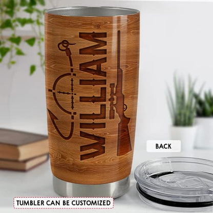 SANDJEST Personalized Hunting Tumbler Fishing and Hunting Love Wood Drawing 20oz 30oz Tumbler with Lid for Father Man Fishing Hunting Lover - color: Hunting