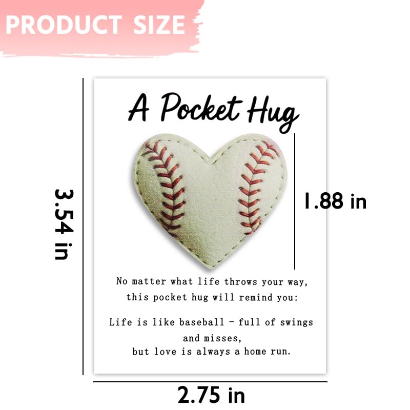 Baseball Heart Pocket Hug Token Baseball Lovers Sport Themed Heart Pockets - color: Baseball