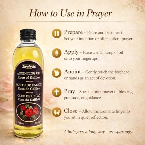 Rose of Galilee Anointing Oil for Prayer & Worship - Biblical Scented Oil for Home Altar & Church - Christian Gift from Holy Land (8.5 fl. oz - 250 ml) - color: 8.5 Fl. Oz - 250 Ml