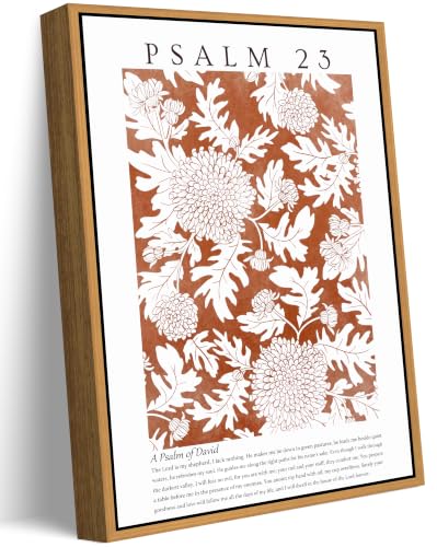 Floating Framed Christian Bible Verse Canvas Wall Art, A Psalm 23 of David Print Posters, Orange Thanksgiving Scripture Decor Picture, for Living Room Decor, Bedroom, Home Decoration, 12x16in - color: A Psalm 23 of David, size: 16"L x 12"W