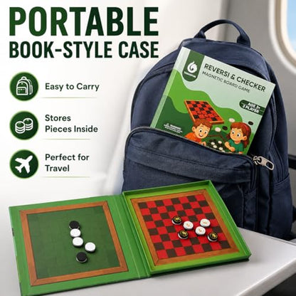 TRAVOFUN Magnetic Reversi and Checkers | Travel Games for Kids 8-12 - style: Checkers & Reversi