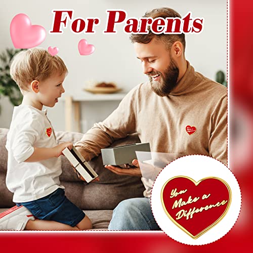Taiyin 48 Pcs Heart Pins Bulk You Make a Difference Pin Button Nurse Pins Heavy Duty Heart Motivational Lapel Pin Gift for Employee Staff Team Volunteer Nurse Teacher Bulk Valentine's Day