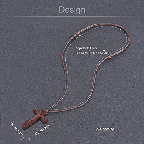 COTTVOTT Wood Orthodox Cross Pendant Necklace Christian Crucifix Necklace Prayer Jesus for Women Men - style: H-Red Color