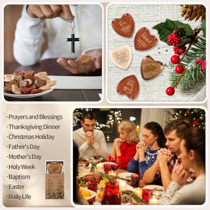 Yalikop 24 Sets Christian Gift Bulk Wooden Scripture Hearts, Multicolor - color: Multicolor