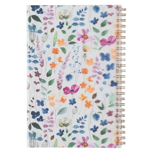 Christian Art Gifts Spiral Notebook: Goodness and Love - Psalm 23:6, Gifts for Women, Prayer Journal, Christian Journal, 128 Lined Pages w/Scripture, Soft Cover, Floral, White (8.5" x 5.9")