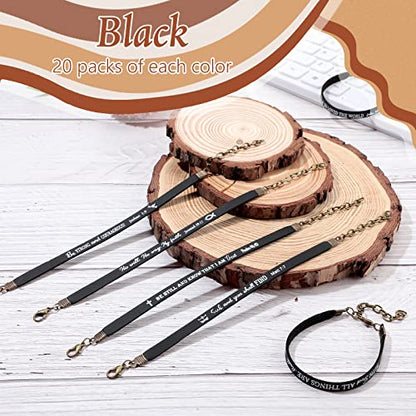 Jeyiour 20 Pcs Christian Leather Bracelets Bible Verse Quotes - color: Black