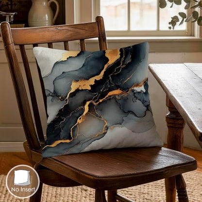 OBSEDE Black Gold Marble Sweet Home Throw Pillow Covers 18 x 18 Set of 4 - color: Black Gold Marble Sweet Home, size: 18" x 18" (Pack of 4)
