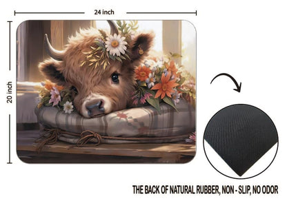 OFlich Highland Cow Mouse Pad - Highland Cow Mouse Pads for Desk, Floral Mouse Pad, Highland Cow Mousepad with Non-Slip Rubber Base for Laptop Computer Desktop Keyboard (9.5×7.9 Inch), Small, JW560 - color: Cow 7