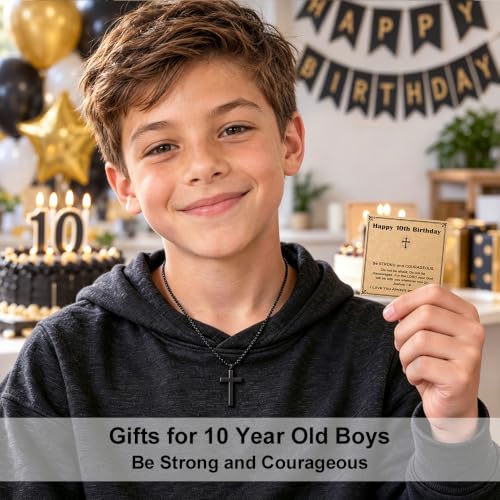 NZKNP Cross Necklace for Boy Teen Men, Birthday Gifts for Boys 8-14 - color: Balck, 10th