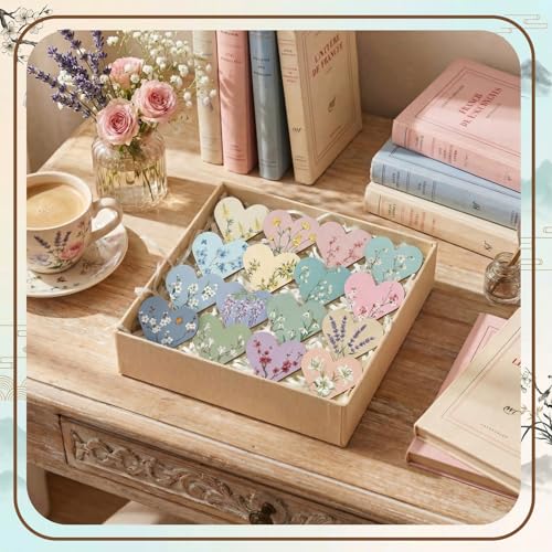 Resurhang 112 Pcs Heart Flower Magnetic Bookmarks Bulk Foldable Floral Page Corner Bookmark for Women Tea Party Gifts Handmade Reading Book Marks for Reading Lovers Book Club Back to School Teacher - style: Floral
