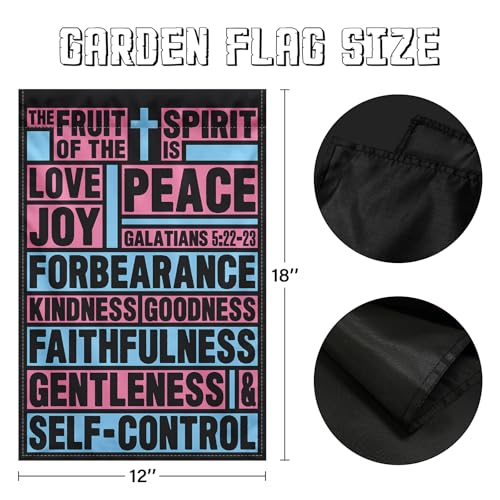 Fruit of the Spirit Christian Garden Flag 12x18 Double Sided - color: scripture