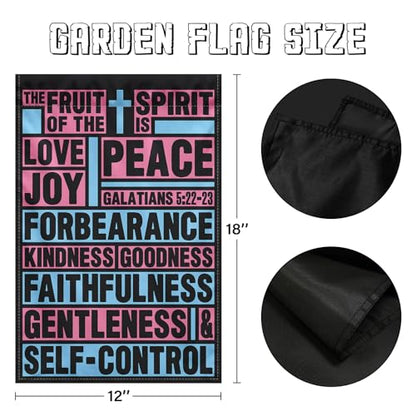 Fruit of the Spirit Christian Garden Flag 12x18 Double Sided - color: scripture