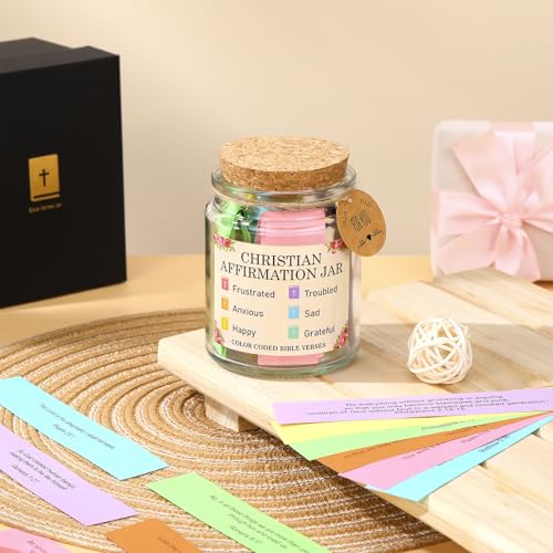 Lunmon Christian Affirmation Jar, Color-coded Bible Verse Note Daily Prayer - style: Affirmation