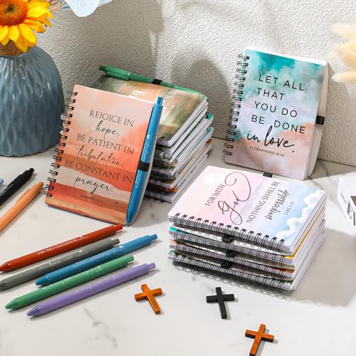 Harloon 40 Set Christian Gift Bible Verse Notebooks Pens, Mini Bibles Bulk