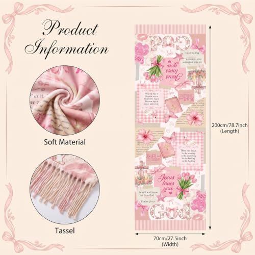 The Virgin Mary Bible Verse Shawls for Women, Catholic Christian Blanket Scarf Gifts or Mom Teacher Christmas - color: Pink