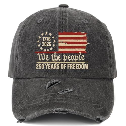 U.S. 250th Anniversary 250 Years Freedoms 1776-2026 Baseball Hats Funny - color: U.s. 250th Anniversary 250 Years Freedoms 1776-20262