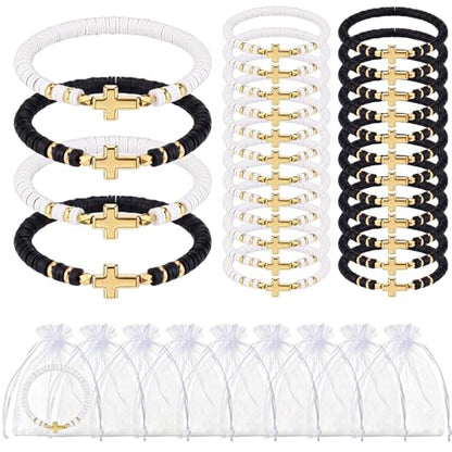 Ferreve Cross Bracelets Bulk Jesus Christian Gifts,White,Black - color: White,Black