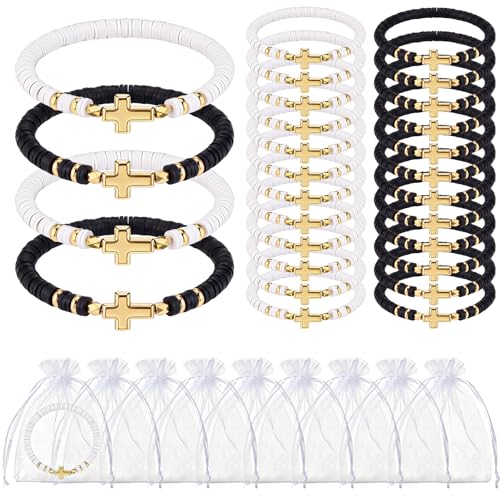 Ferreve Cross Bracelets Bulk Jesus Christian Gifts,White,Black - color: White,Black