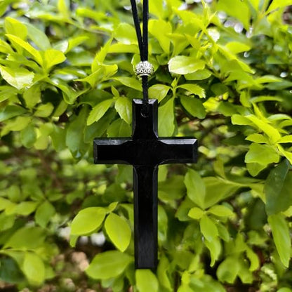 Kim Carrey Handmade Natural Solid Wood Cross Necklace Pendant - style: Dark Brown