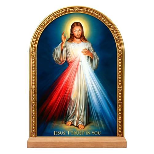 TALPGOD Divine Mercy Stand Catholic Ornament Statue – Divine Mercy Image Statue Acrylic Tabletop Décor for Home Altar & Desk,Christian Gift for Women & Men - color: Divine Mercy
